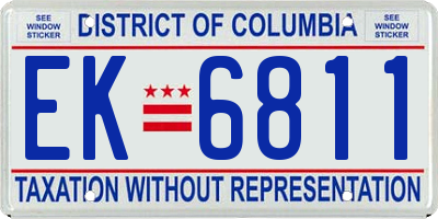 DC license plate EK6811