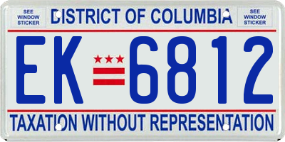 DC license plate EK6812