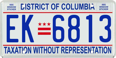 DC license plate EK6813