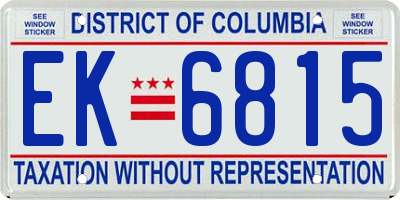 DC license plate EK6815