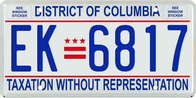 DC license plate EK6817