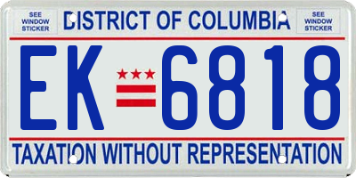 DC license plate EK6818