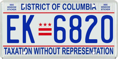 DC license plate EK6820