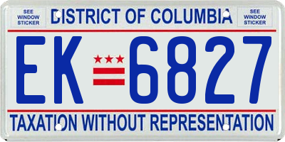 DC license plate EK6827