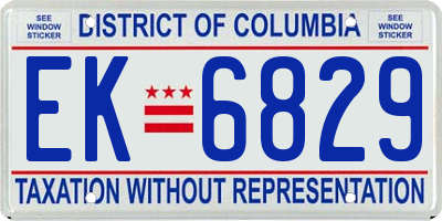 DC license plate EK6829