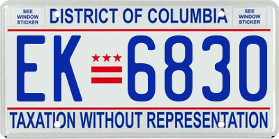 DC license plate EK6830