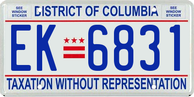 DC license plate EK6831