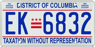 DC license plate EK6832