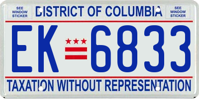 DC license plate EK6833