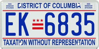 DC license plate EK6835