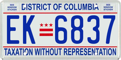 DC license plate EK6837