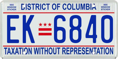 DC license plate EK6840