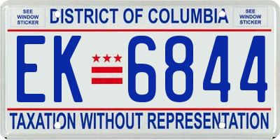 DC license plate EK6844