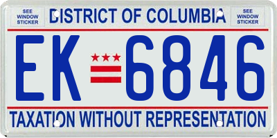 DC license plate EK6846