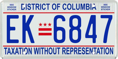 DC license plate EK6847