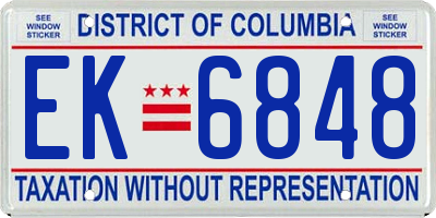 DC license plate EK6848