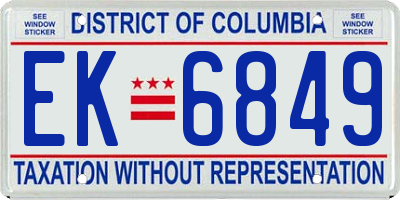 DC license plate EK6849