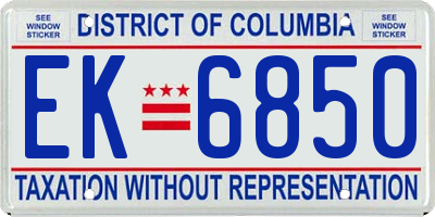 DC license plate EK6850