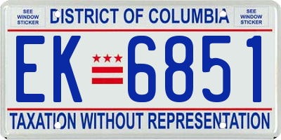 DC license plate EK6851