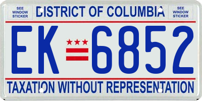 DC license plate EK6852