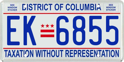 DC license plate EK6855