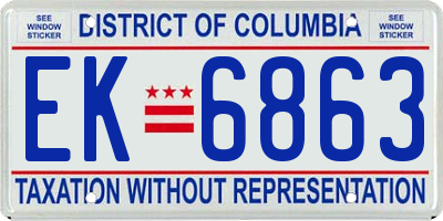 DC license plate EK6863