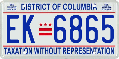 DC license plate EK6865