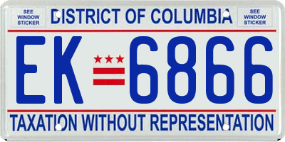 DC license plate EK6866