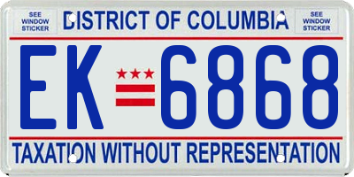 DC license plate EK6868