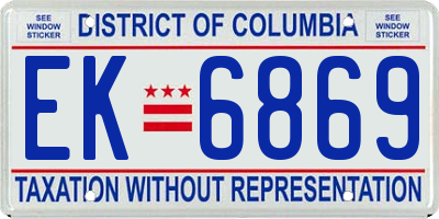 DC license plate EK6869