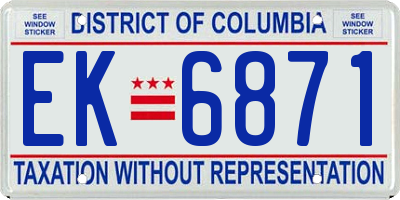 DC license plate EK6871