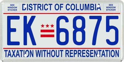 DC license plate EK6875