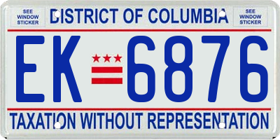 DC license plate EK6876