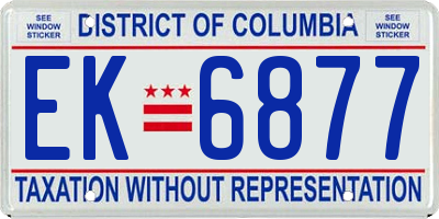 DC license plate EK6877