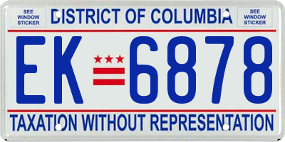 DC license plate EK6878