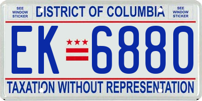 DC license plate EK6880