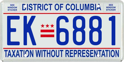 DC license plate EK6881