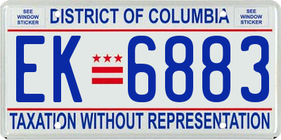 DC license plate EK6883