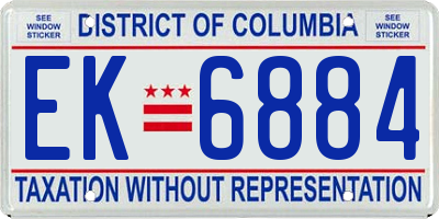 DC license plate EK6884