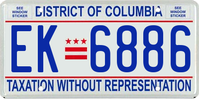 DC license plate EK6886