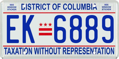 DC license plate EK6889