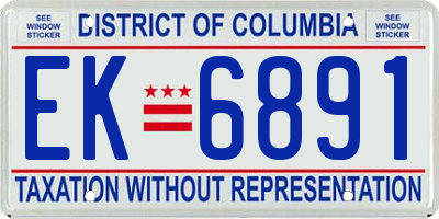 DC license plate EK6891