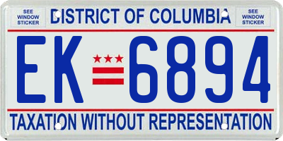 DC license plate EK6894