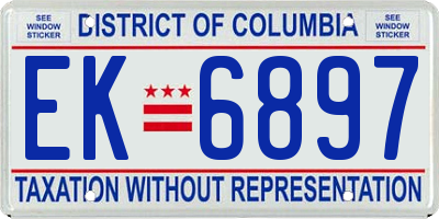 DC license plate EK6897