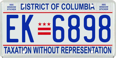 DC license plate EK6898