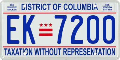 DC license plate EK7200