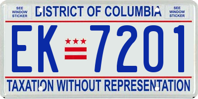 DC license plate EK7201