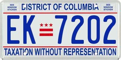 DC license plate EK7202