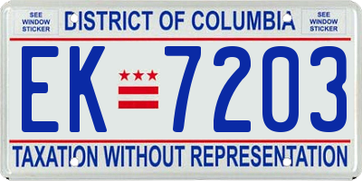 DC license plate EK7203