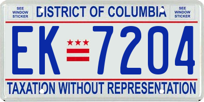 DC license plate EK7204